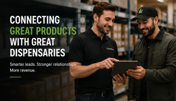 Cannabis distributor connecting with dispensary buyer using GrnFlow